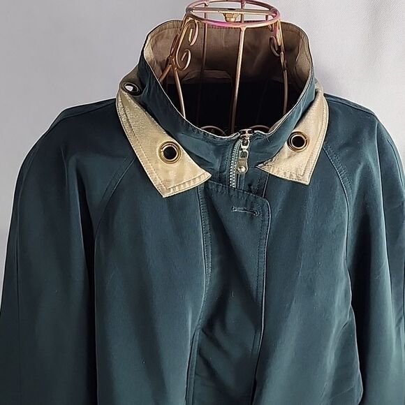 Vintage F S L Size XL Forest Green Zippered Coat with Gold Collar Chore Jacket - Picture 5 of 11